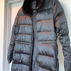 Theory Rabbit Fur Collar Puffa Coat